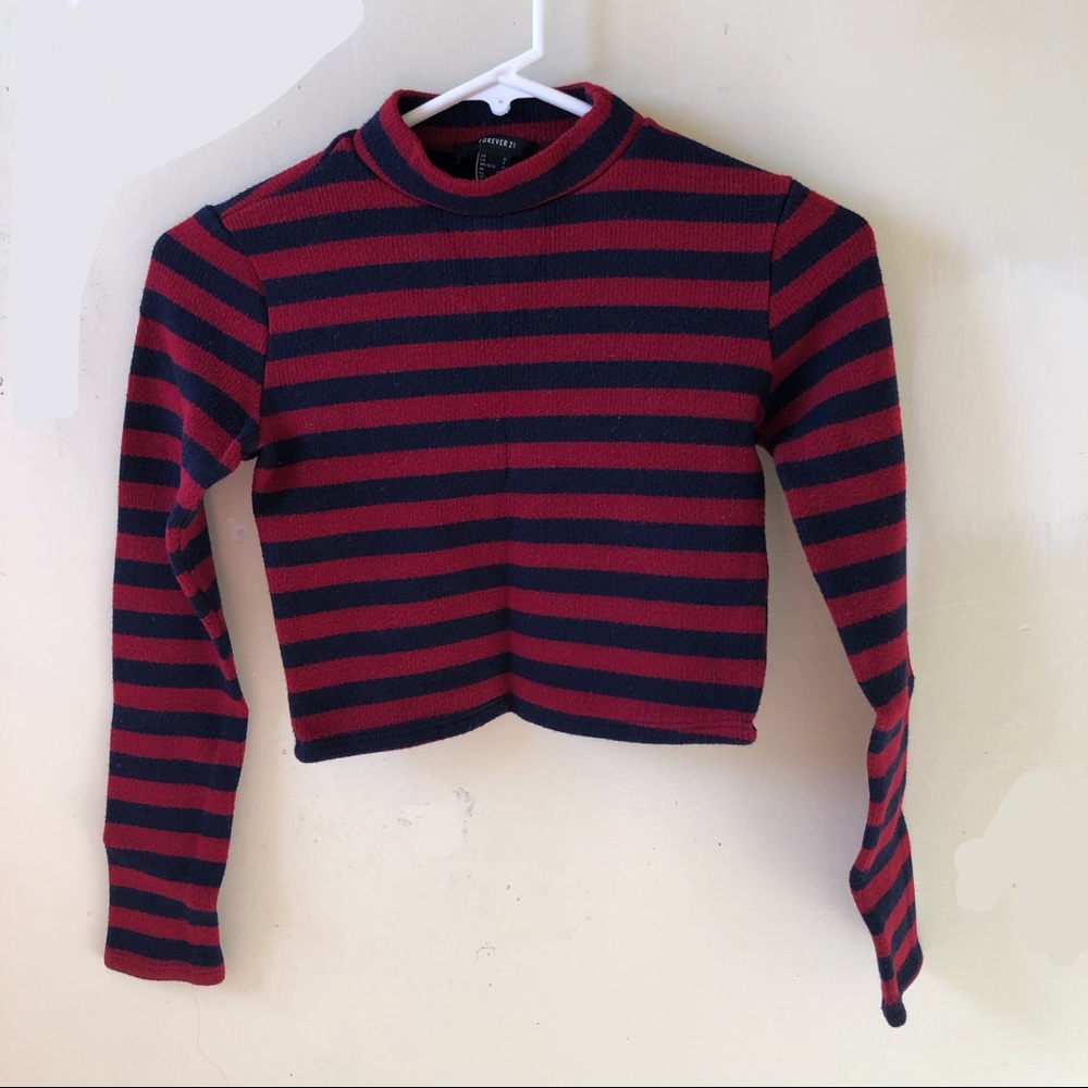 FOREVER 21 striped (maroon & navy blue) turtleneck